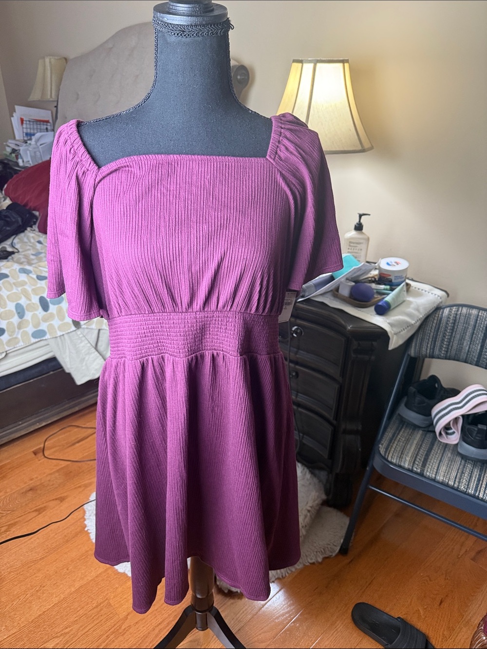 Old Navy Mauve Square-Neck Short Sleeve Dress